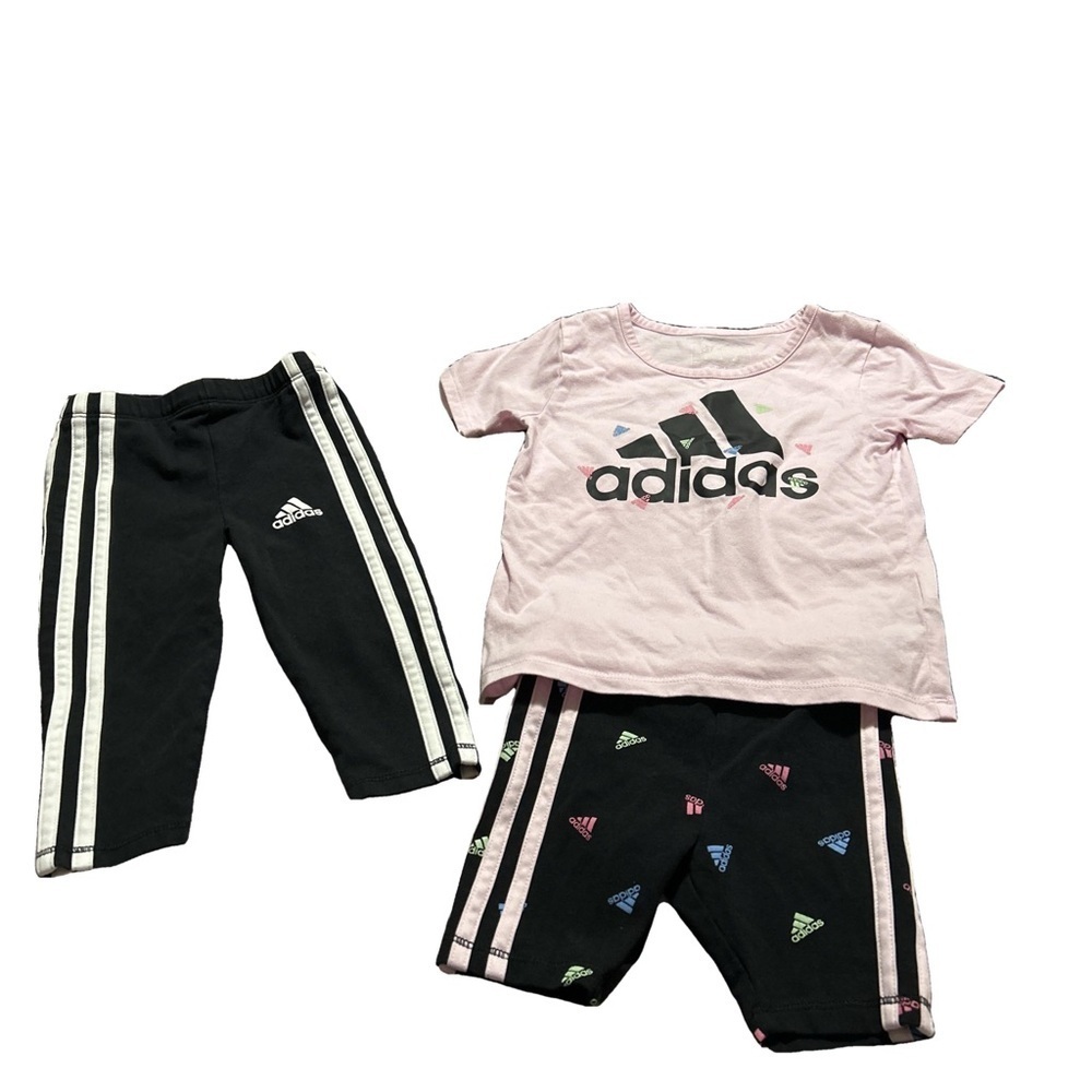 Pink and Black 3 Piece Adidas Set Size 2T